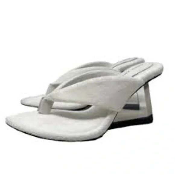 Good American Shoes - NWOT Good American Clear Wedge Sandals size 9
